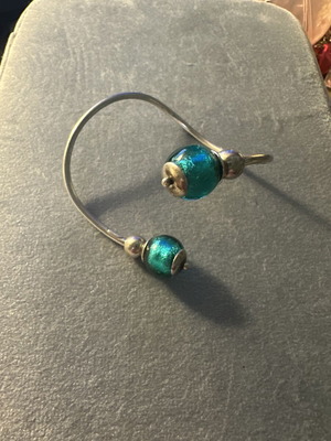 Venetian 925 Silver Bracelet with Authentic Murano Glass Charms like new, turquoise