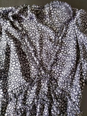 Shein long autumn dress size M like new, black and white