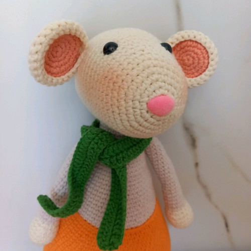Amigurumi mouse toy new, handmade knitted doll 28 cm