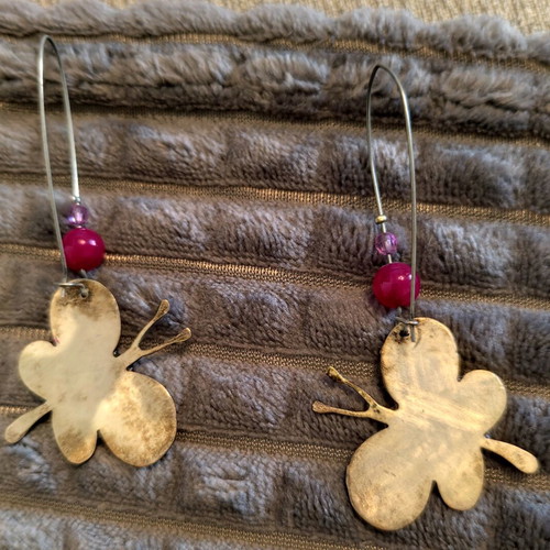 Butterfly earrings like new, orange and gold colors