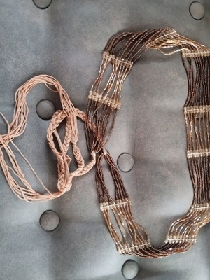 Woven belt like new with beads, adjustable beige and brown