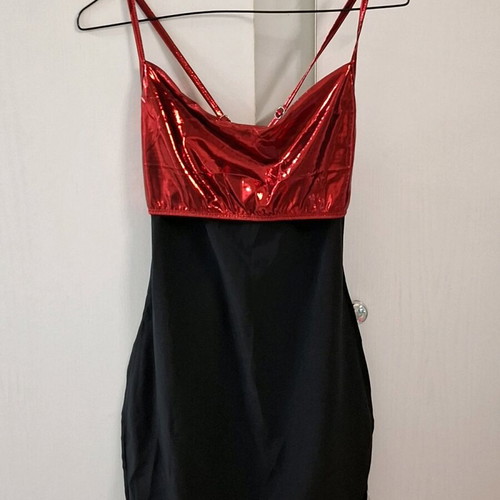 Red shiny mini club dress new