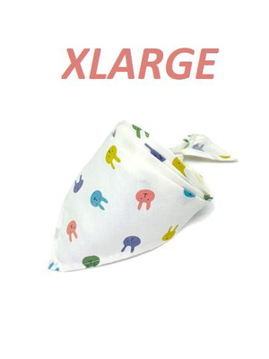 Dog bandana Groovy Style White Bunny XL new, cotton, white with bunny faces