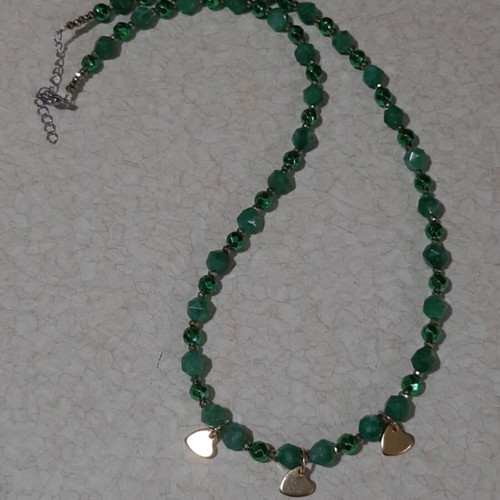 Necklace aventurine and hematite in steel new