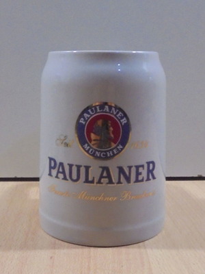 Paulaner beer old promotional ceramic mug 0.5lt used