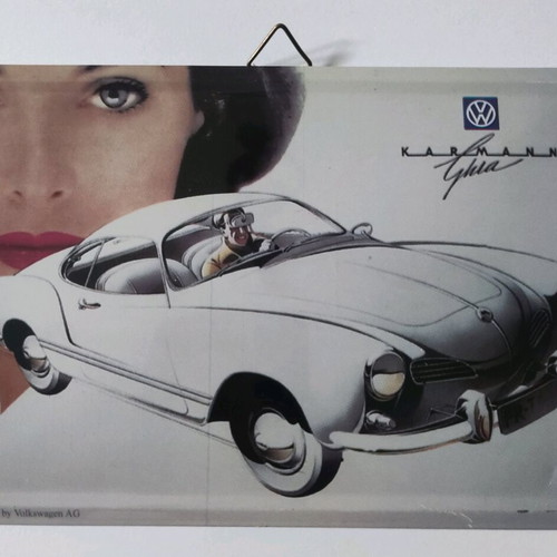 Vintage metal sign Volkswagen Karmann Ghia like new