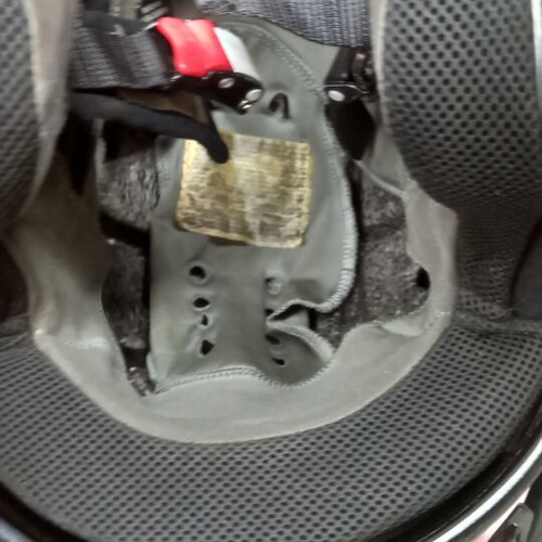 Nolan helmet used, flip-up with tinted visor and side communication