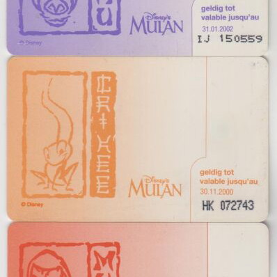 Disney Mulan Belgium phone card set of 5, used
