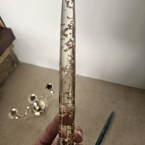 Candlestick with 3 used decorative plastic candles