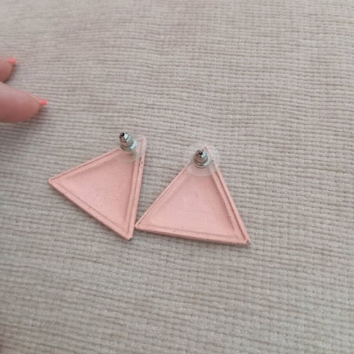 Pink Triangle Shaped Clip-On Earrings