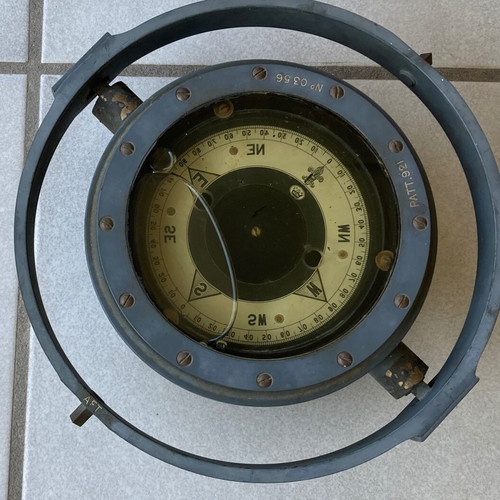 Nautical compass used with box and 1844 stamp