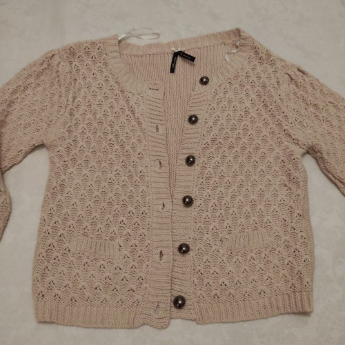 Beige cardigan used, size L with metal buttons