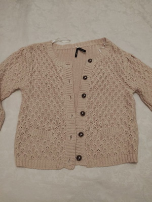Beige cardigan used, size L with metal buttons