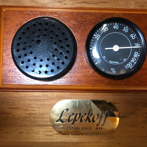 Lepekoff wooden cigar humidifier used, natural wood