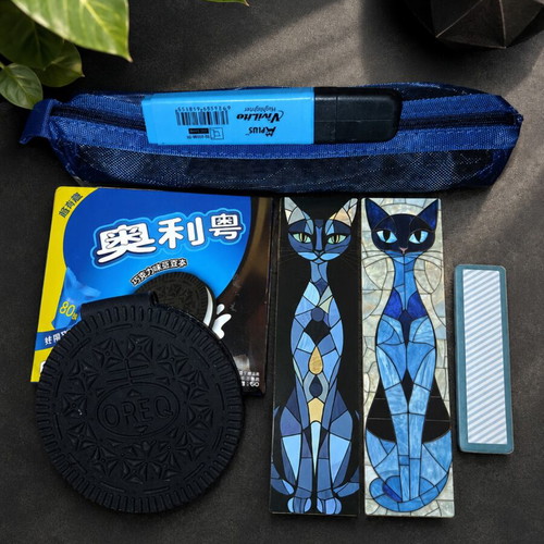 Aesthetic gift set with Oreo notebook, cat bookmarks & accessories new
