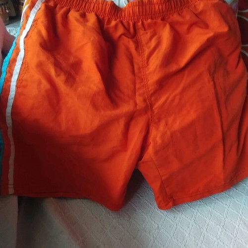 Swim shorts used XL orange with white and turquoise stripe