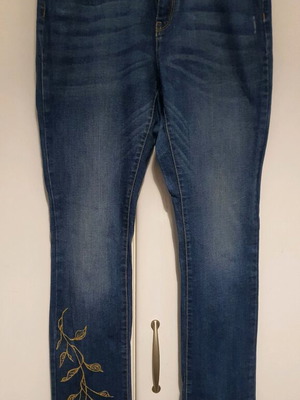 Esmara handpainted denim with gold leaf design, made to order, size L