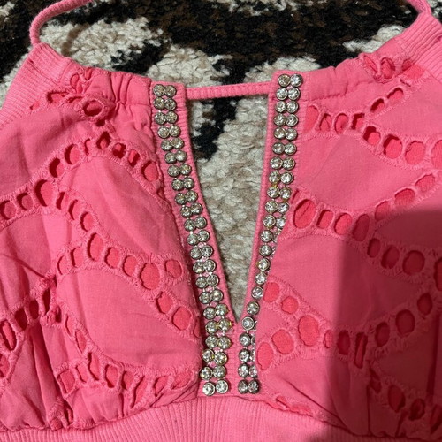 BSB fuchsia top with rhinestones halter, like new, size S