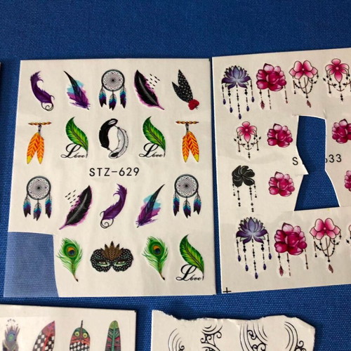 Water Nail Stickers set of 5 used, full nail
