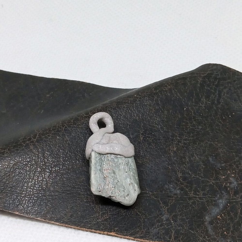 Pendant made of natural stone and polymer clay, tribal style