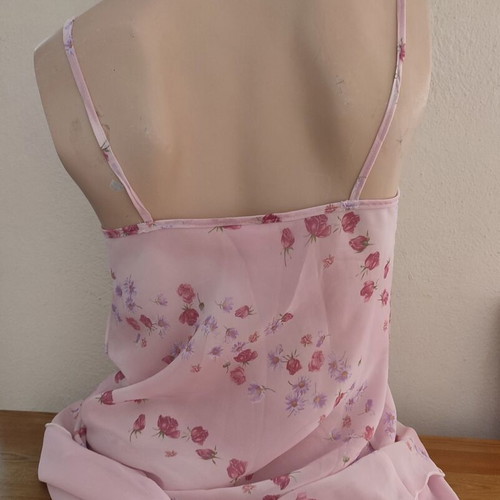 Chiffon nightdress negligee pink floral Relax brand like new
