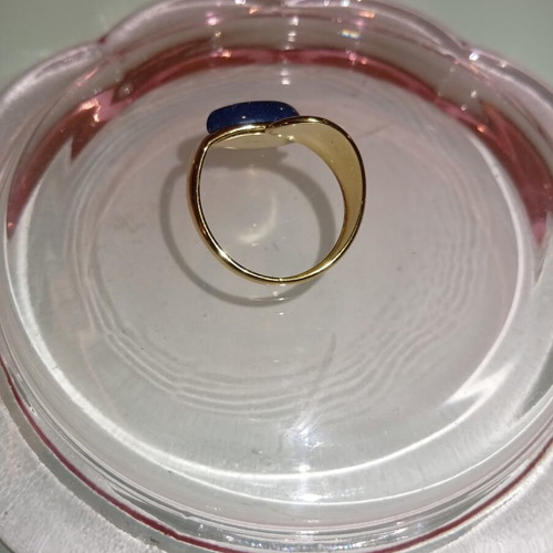 Ring gold stainless steel with blue stone new