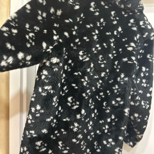 Women's coat used, black with white spots faux fur by Alex