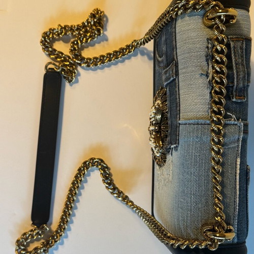 Dolce & Gabbana Blue Denim Patchwork Devotion Shoulder Bag like new