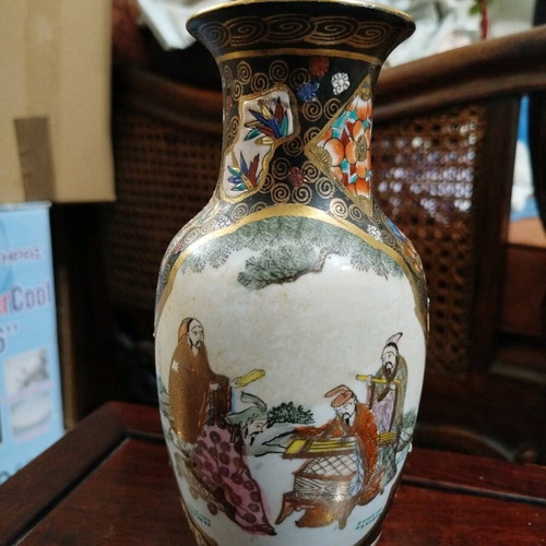 Satsuma vase used, hand painted, height 21cm