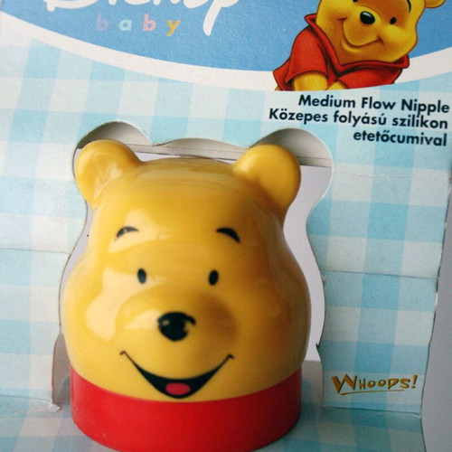 Vintage Winnie Pooh baby feeding bottle with medium flow nipple, new
