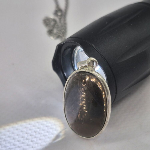 Smoked Quartz Sterling Silver Pendant Oval Cabochon