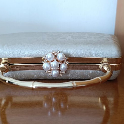 Evening bag Joy Star La Moda champagne gold floral embossed like new