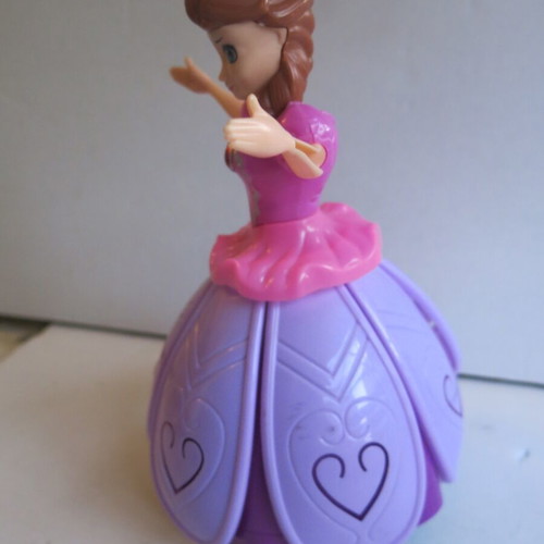 Disney Frozen Spinning Princess Anna 3D figure used, pink with light and music