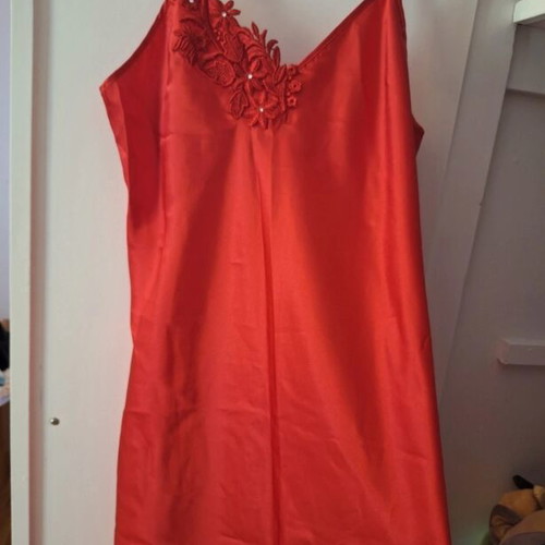 Red nightdress with lace detail, size M