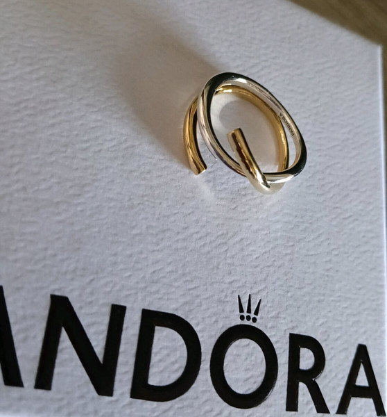 Pandora δαχτυλίδι από την σειρά essence με ακανόνιστο σχήμα ασήμι 925 και επιχρυσωμενο 14κ no 58.