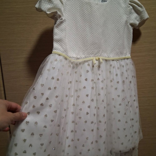 Evita dress and coat set for 3-year-old girls new, beige and gold glitter