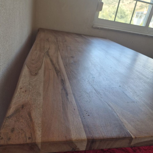 Wooden monastic dining table like new, 160x90 cm, black metal frame