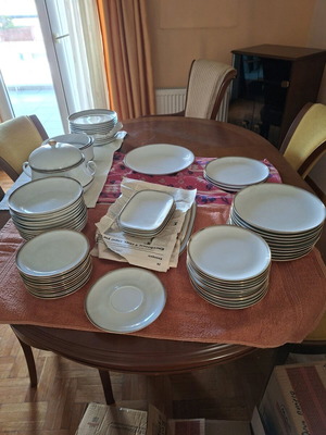 Ionia Porcelain Serving Set 72 Pieces with Gold Trim, New