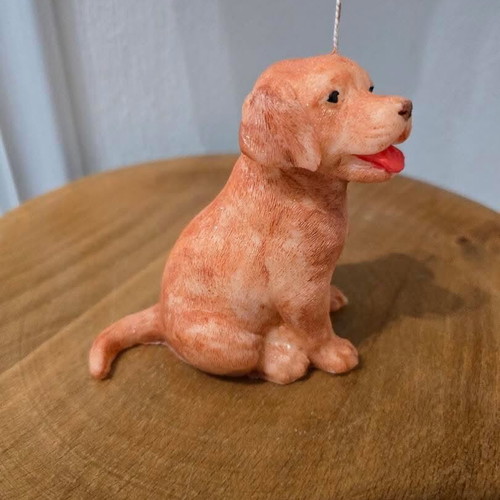 Handmade dog-shaped candle