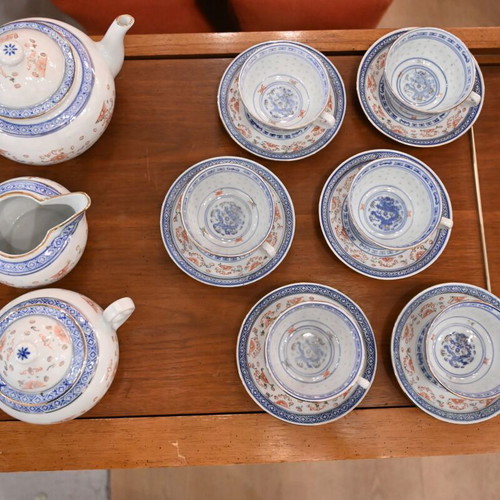 Chinese porcelain tea set vintage 15 pieces used
