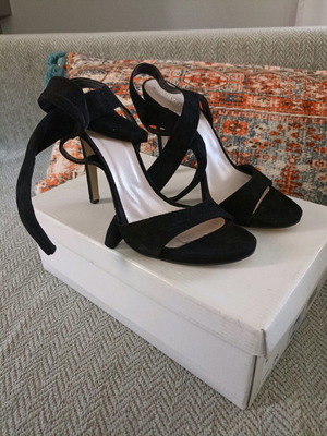 Glorish suede sandals new, size 39, black, 10 cm heel
