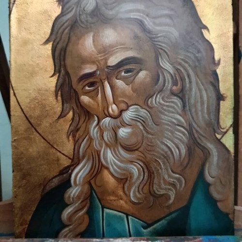 Saint Symeon handmade icon egg tempera with 23K gold leaf