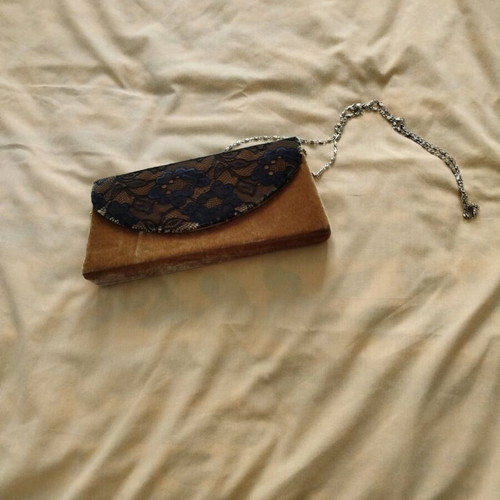 Women's shoulder bag new with lace details black and beige