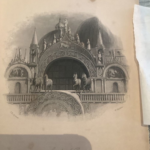 Chalcography 1830 Venice The Stolen Horses used 20x14cm