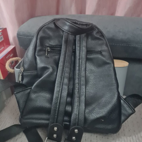 Women's leather backpack used, black