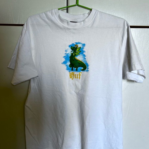 HUF T-shirt white with print size Medium like new