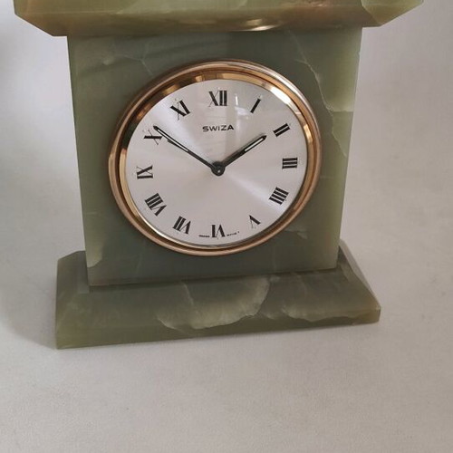 Vintage table clock made of onyx like new