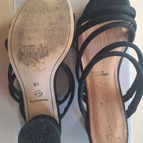 Tamaris black mules sandals like new, size 38