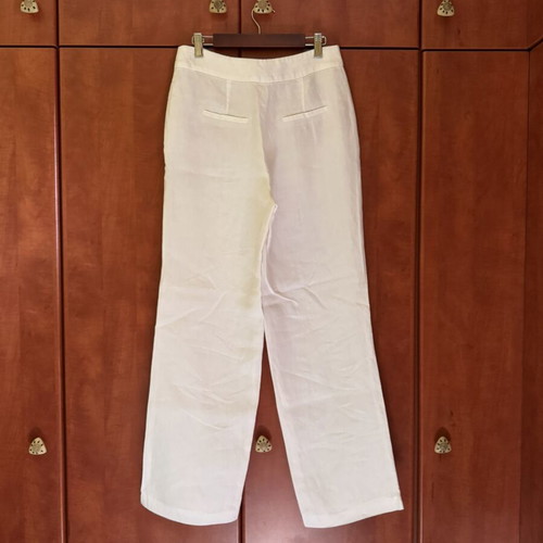 Massimo Dutti white linen pants, straight wide leg
