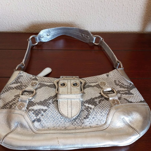 GIZIA bag used silver leather with snake effect